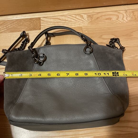 Coach 20166 Chain Prairie Satchel Leather Suede HEATHER GREY $325 Purse Hand Bag - Picture 10 of 16